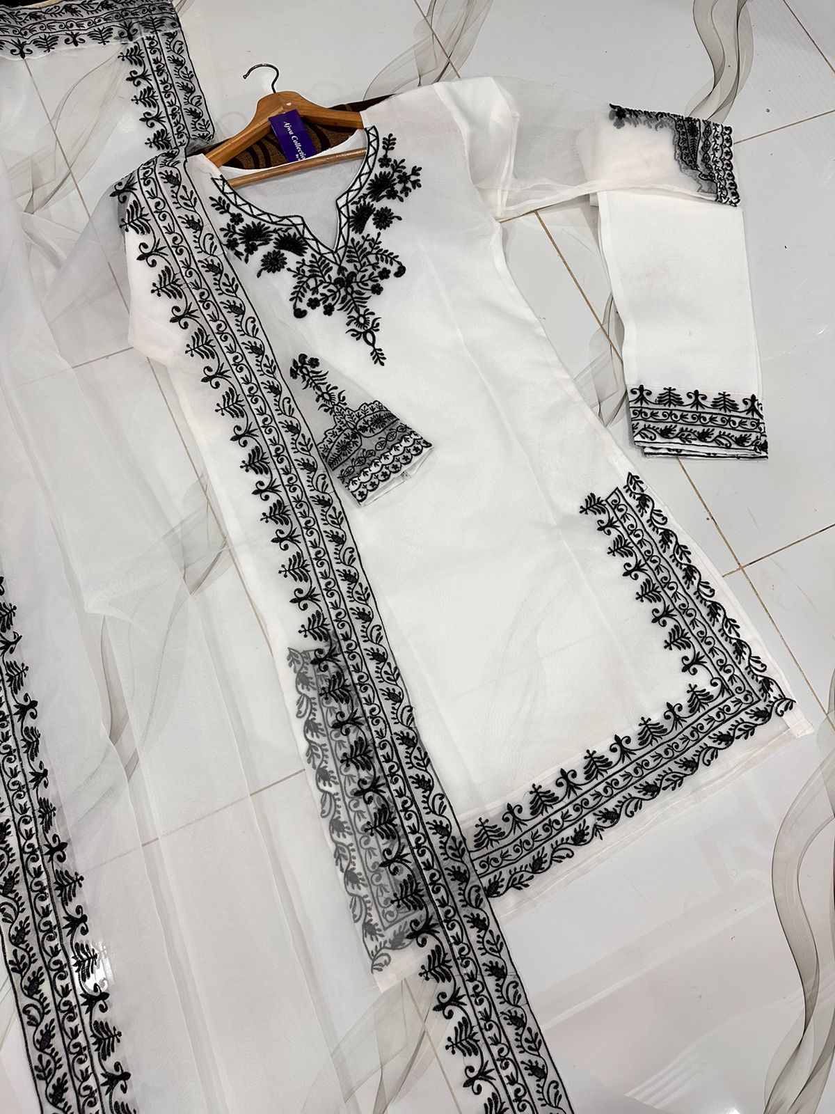 Zarri Embroidered Organza Suit