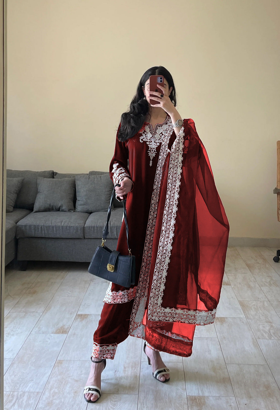 Zarri Embroidered Organza Suit